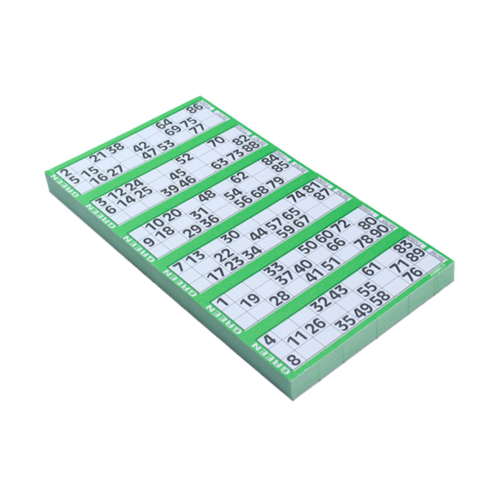 Jumbo Bingo Ticket Singles, 6 to View Pad, Green